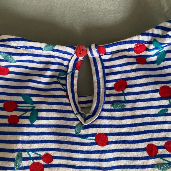 Cutest navy striped with cherry print Toddler cotton dress in perfect condition - Picture 3 of 4